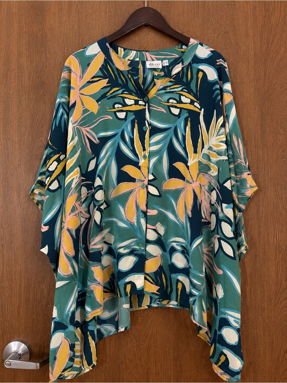 Denim & Co. Printed Georgette Caftan Tunic size XL/1X new A692712